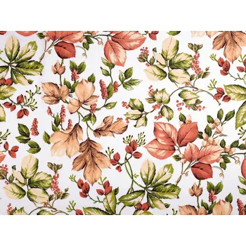 Bavlněná látka / plátno podzimní listy Varianta: 1 (22333-1) bílá, Balení: 1 m