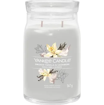 Svíčka Yankee Candle vonná svíčka Signature ve skle velká Smoked Vanilla & Cashmere 567g