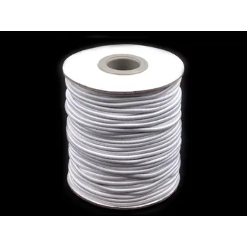 Guma, pruženka kulatá kloboučnická bílá 2,5mm, metráž