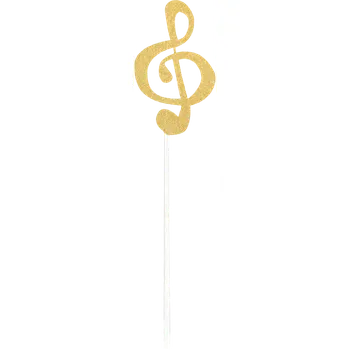 Jedlá dekorace na dort Zápich do dortu - Houslový klíč - Zlatý
