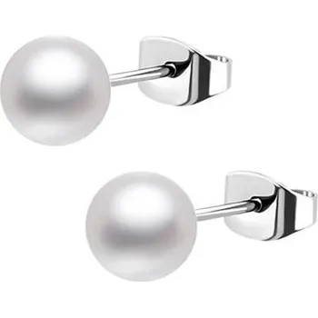 Náušnice Ocelové náušnice perličky bílé 6 mm