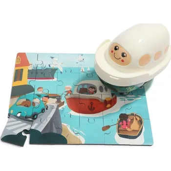 puzzle pro nejmenší TOP BRIGHT Dřevěné puzzle s hračkou: Loď 24 dílků