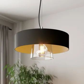 HELam Závěsné světlo Babilon s dvojitým stínidlem na lampu černá, kouřově šedá 1 x 60 W - Doprava zdarma