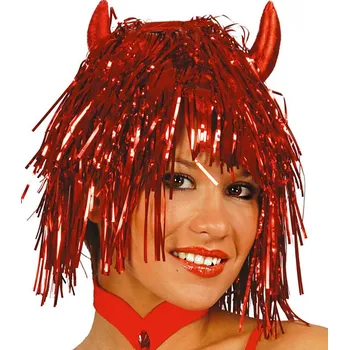 Paruka Guirca Fiestas Španělsko Paruka metalická červená s rohy D