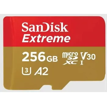 Ukládání dat SanDisk micro SDXC karta 256GB Extreme (190 MB/s Class 10, UHS-I U3 V30) + adaptér