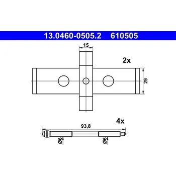 Brzdový systém Sada příslušenství, obložení kotoučové brzdy ATE 13.0460-0505.2