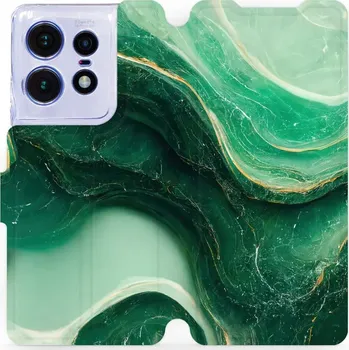 Pouzdro na mobilní telefon Flipové pouzdro Mobiwear - Motorola Edge 50 Pro - VP38S Zelený mramor (Knížkové flip pouzdro, obal, kryt na mobil Motorola Edge 50 Pro - VP38S Zelený mramor, materiál Umělá kůže + TPU - ochrana 360°, stojánek, silikonová vanička, magnetické zavírání)