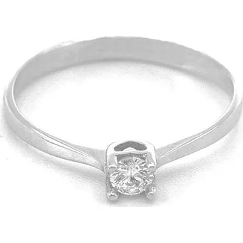 Prsten Zásnubní prsten z bílého zlata, se zirkonem a srdíčkem 1,10g