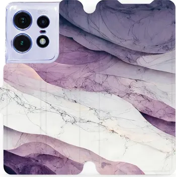 Pouzdro na mobilní telefon Flipové pouzdro Mobiwear - Motorola Edge 50 Pro - VP31S Bílý a fialový mramor (Knížkové flip pouzdro, obal, kryt na mobil Motorola Edge 50 Pro - VP31S Bílý a fialový mramor, materiál Umělá kůže + TPU - ochrana 360°, stojánek, silikonová vanička, magnetick