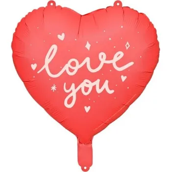PartyDeco Balónek fóliový srdce 45cm Love you Červený