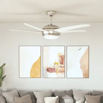 Domácí ventilátor vidaXL Marketos Ozdobný stropní ventilátor se světlem 128 cm bílý