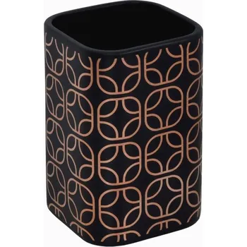 Držák na kartáček GLOSSY – kelímek sklenička na umyvadlo – černá – BISK 07969