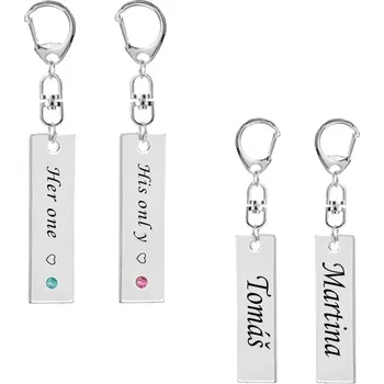 Ocelové přívěsky na klíče Couple s krystaly