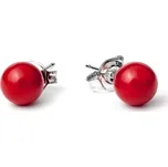 Stříbrné náušnice pecky s červeným přírodním korálem Brusinky 6 mm