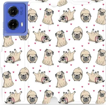 Pouzdro na mobilní telefon Flipové pouzdro Mobiwear - Motorola Moto G85 5G - M097P Mopsíci (Knížkové flip pouzdro, obal, kryt na mobil Motorola Moto G85 5G - M097P Mopsíci, materiál Umělá kůže + TPU - ochrana 360°, stojánek, silikonová vanička, magnetické zavírání)