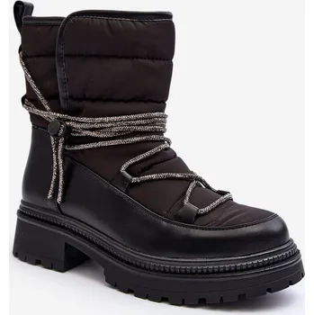Dámská zimní obuv Dámské zimní boty s ozdobným šněrováním Rilana Barva: Černá, Velikost: 40
