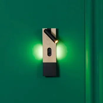 Lampička FARO BARCELONA Magos LED nástěnné svítidlo, světlo na čtení, javor, dřevo, šířka 30 cm javor, černá 1 x 14 W LED + 1 x 3 W LED - Doprava zdarma