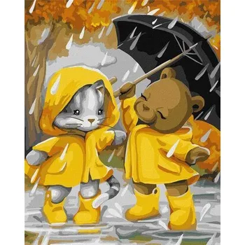 Set školních potřeb Malowanie po numerach - Spacer w deszczu 40x50cm