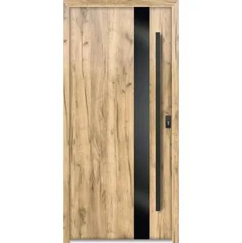 Vchodové dveře Kovové vchodové dveře S68 Clear 90L dub sonoma otevírání dovnitř