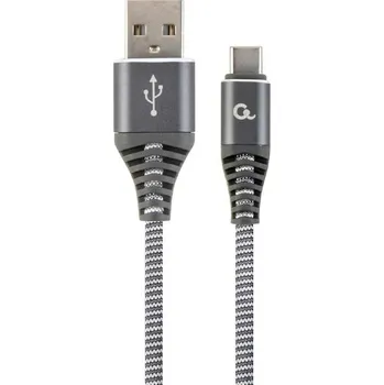 Kabel do PC GEMBIRD Kabel USB 2.0 AM na Type-C kabel (AM/CM), 1m, opletený, šedo-bílý, blister, PREMIUM QUALITY