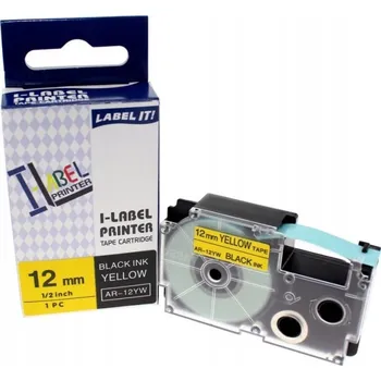 Pásek do tiskárny Naplnka Kompatibilní páska s Casio XR-12YW1, 12mm x 8m, černý tisk / žlutý
