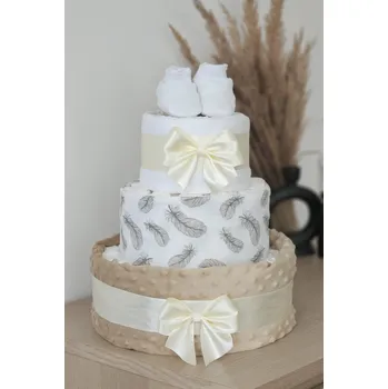 Přebalování Plenkový dort béžové pírko