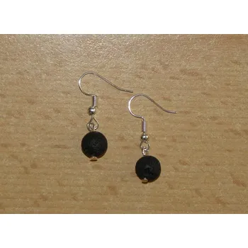 Drahý kámen Lávový kámen - Náušnice - kuličky - knu35
