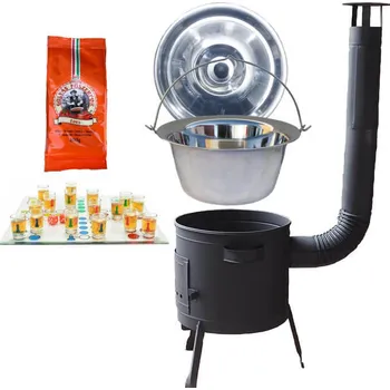 Kempingové nádobí Nerezový kotlík 22 L (0,8 mm) + člověče pi už + pepř na guláš 100 g + nízká žáruvzdorná kotlina 42 cm PLUS 600