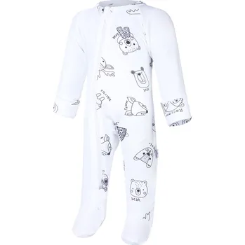 Dětský overall Little Angel overal smyk DR TISK Outlast® - bílá/bílá zvířátka Velikost: 62