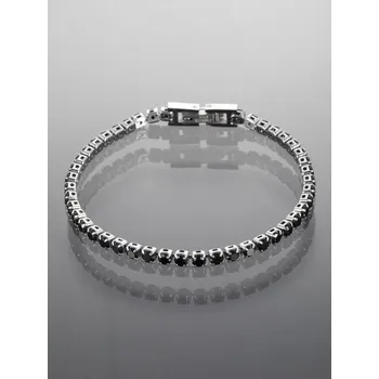 Náramek Prosperk Náramek z chirurgické oceli s krystalky v černé barvě S2320