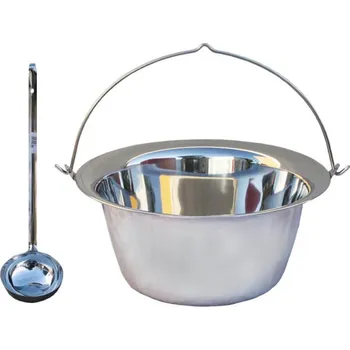 Outdoor vaření Nerezový kotlík 22 L (0,8 mm) - lesklý (antikorový) + antikórová naběračka 350 ml