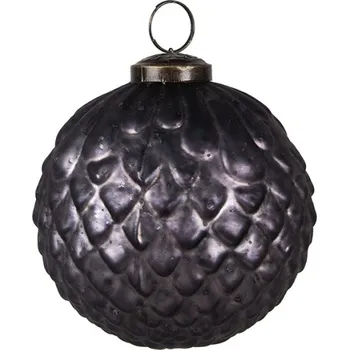 Vánoční ozdoba Šedá skleněná vánoční cetka kulatá šiška Josephina – 10x10 cm