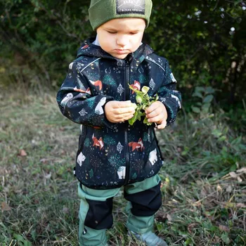 Černá softshell bunda se zvířátky Velikost: 122/128