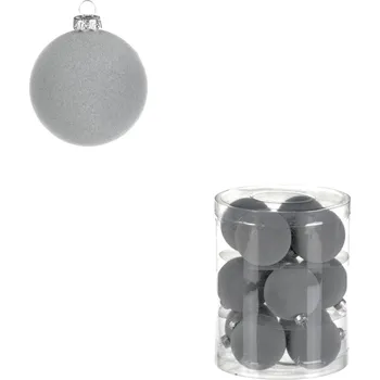 Vánoční dekorace Autronic Vánoční plastové koule, sametové, šedé. Cena za 1box/12ks VAK133 GREY