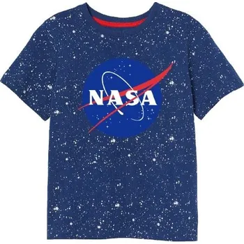 Eplusm Chlapecké tričko NASA krátký rukáv tmavé modré Barva: Modrá, Velikost: 134/140