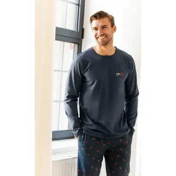 Pánské pyžamo Taro, pánské pyžamo 3312-Eric, dlouhý rukáv, tmavě modrá, vel. M