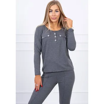 Sada s knoflíkovým výstřihem grafitová UNI