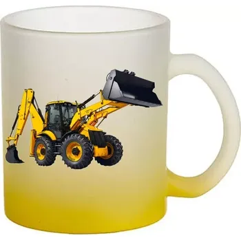 JCB 4CX skleněný hrneček hrnek (hrneček s bagrem matné sklo )