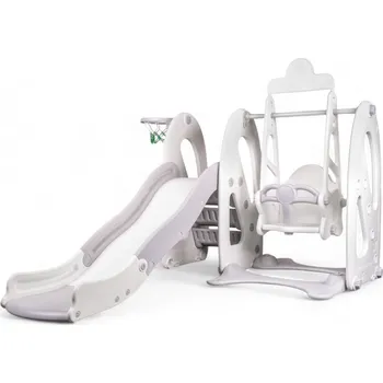 skluzavka Insportline Dětská skluzavka s houpačkou a košem Nebelino (Barva: šedá)