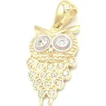 Zlatý přívěsek sova zdobená se zirkony 1,40g