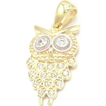 Přívěsek Zlatý přívěsek sova zdobená se zirkony 1,40g