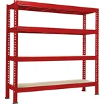 Nekonečný průmyslový regál Trestles RNC 2000x2400x800, nosnost 3200 kg, 4 police Barva: červená