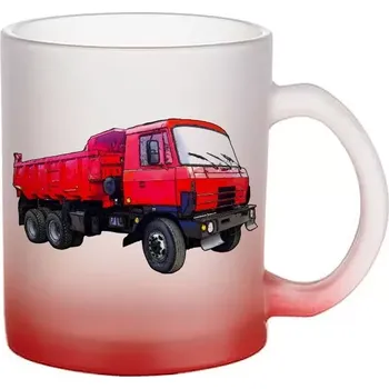 skleněný hrnek nákladní auto červený (hrneček s tahačem matné sklo TRUCK)