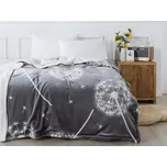 XPOSE® Mikroplyšová deka PAMPELIŠKY s beránkem - šedá 200x220 cm, Mikroplyš s beránkem + Prodloužená možnost vrácení zboží do 50 dnů