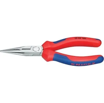 Kleště Knipex 25 02 160 - Kleště s dlouhými čelistmi 160mm rovné, půlkulaté špičaté, leštěné, BI-plast rukojeti