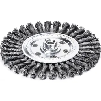 Drátěný kartáč Lessmann 471117 | Rotační kartáč splétaný, jednořadý ocelový drát pevný, spletený 0,35, průměr 100x12xM14x2,0 mm