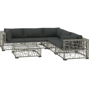 VidaXL 6dílná zahradní sedací souprava s polštáře, PE ratan, šedá