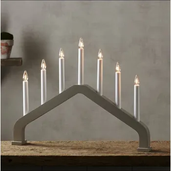 Vánoční svícen Béžový dřevěný svícen House, Star Trading