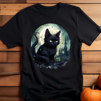 Dámské tričko Dámské tričko - Halloween (kočka) Barva: Černá, Velikost: XL