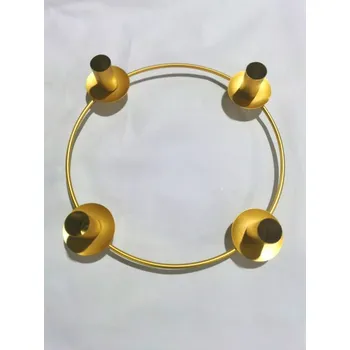 Svícen Kovový kruhový svícen zlatý 25 cm